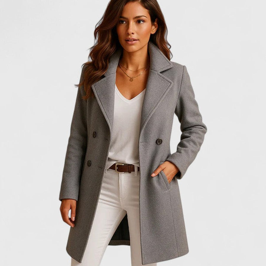 Luna Women's Elegant Long Button-Front Notch-Lapel Coat - Nora & Rose Maine