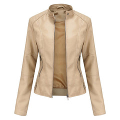 Madison Women's Faux Leather Jacket Stand Collar Zip-Up Moto Jacket - Nora & Rose Maine