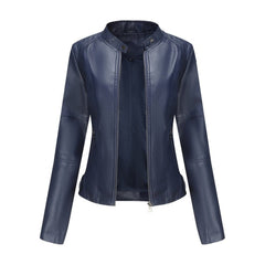 Madison Women's Faux Leather Jacket Stand Collar Zip-Up Moto Jacket - Nora & Rose Maine, view 4