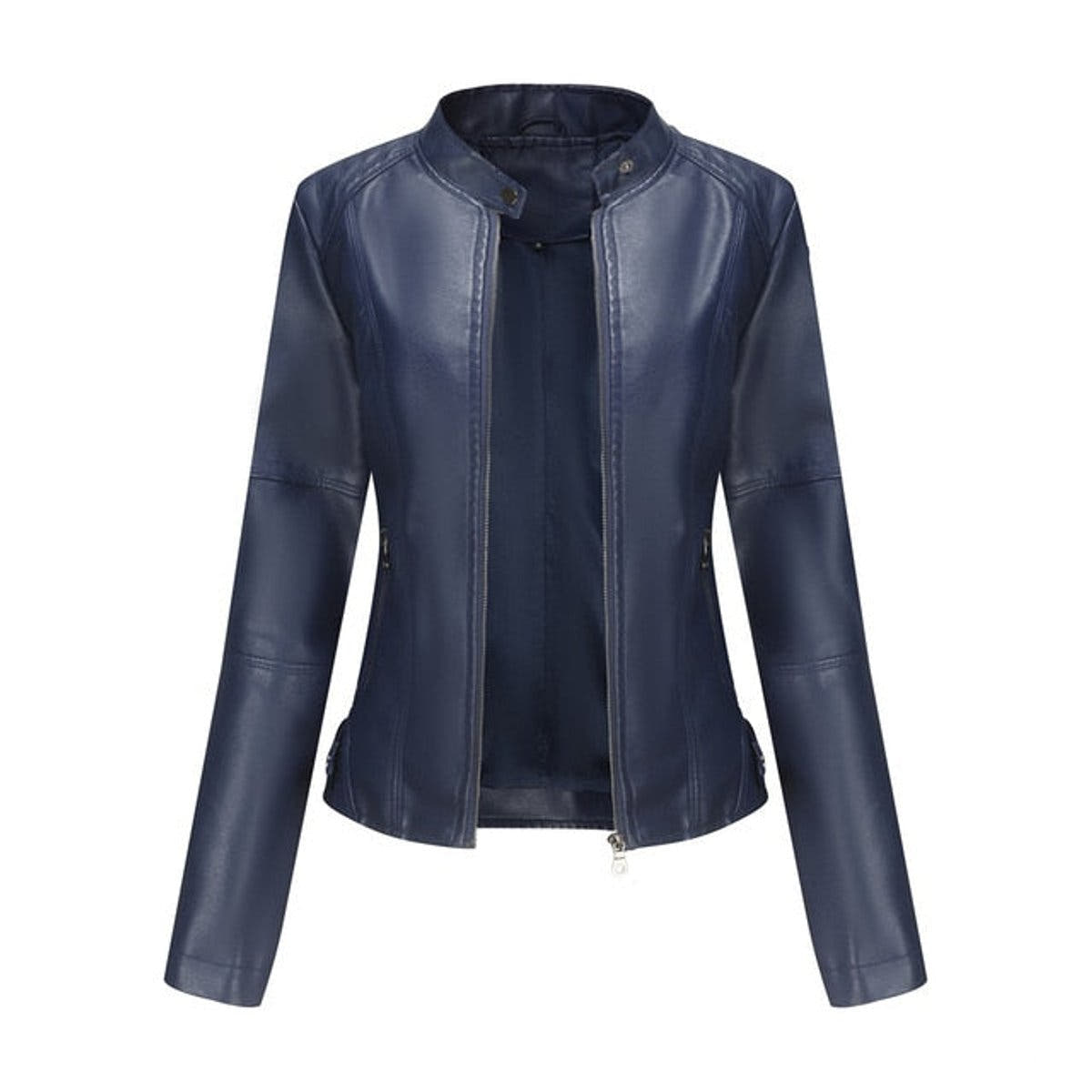 Madison Women's Faux Leather Jacket Stand Collar Zip-Up Moto Jacket - Nora & Rose Maine, view 4