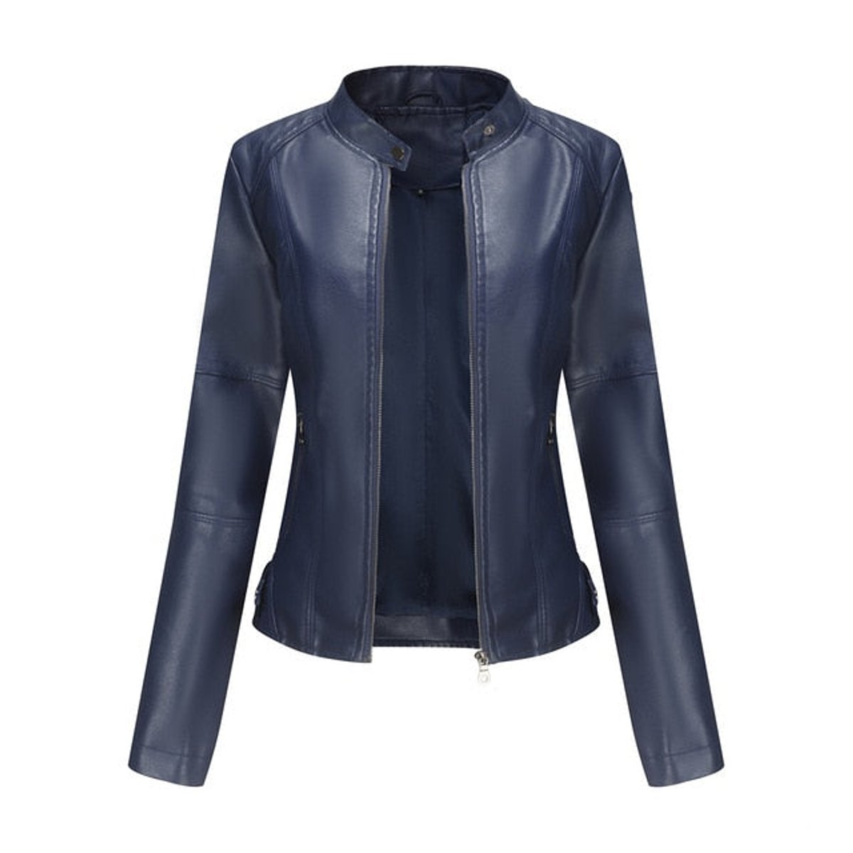 Madison Women's Faux Leather Jacket Stand Collar Zip-Up Moto Jacket - Nora & Rose Maine, view 4