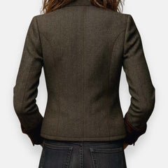 Victoria Women's Herringbone Textured Military-Style Jacket Gold Button - Nora & Rose Maine, view 5