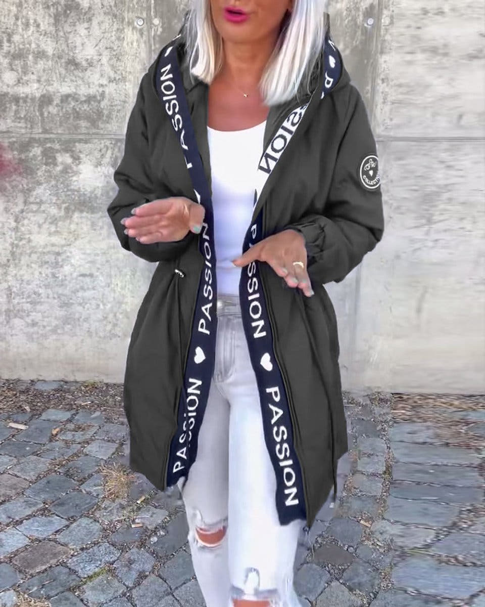 Aria Women's Hooded Drawstring Midi Parka Coat - Nora & Rose Maine, view 5