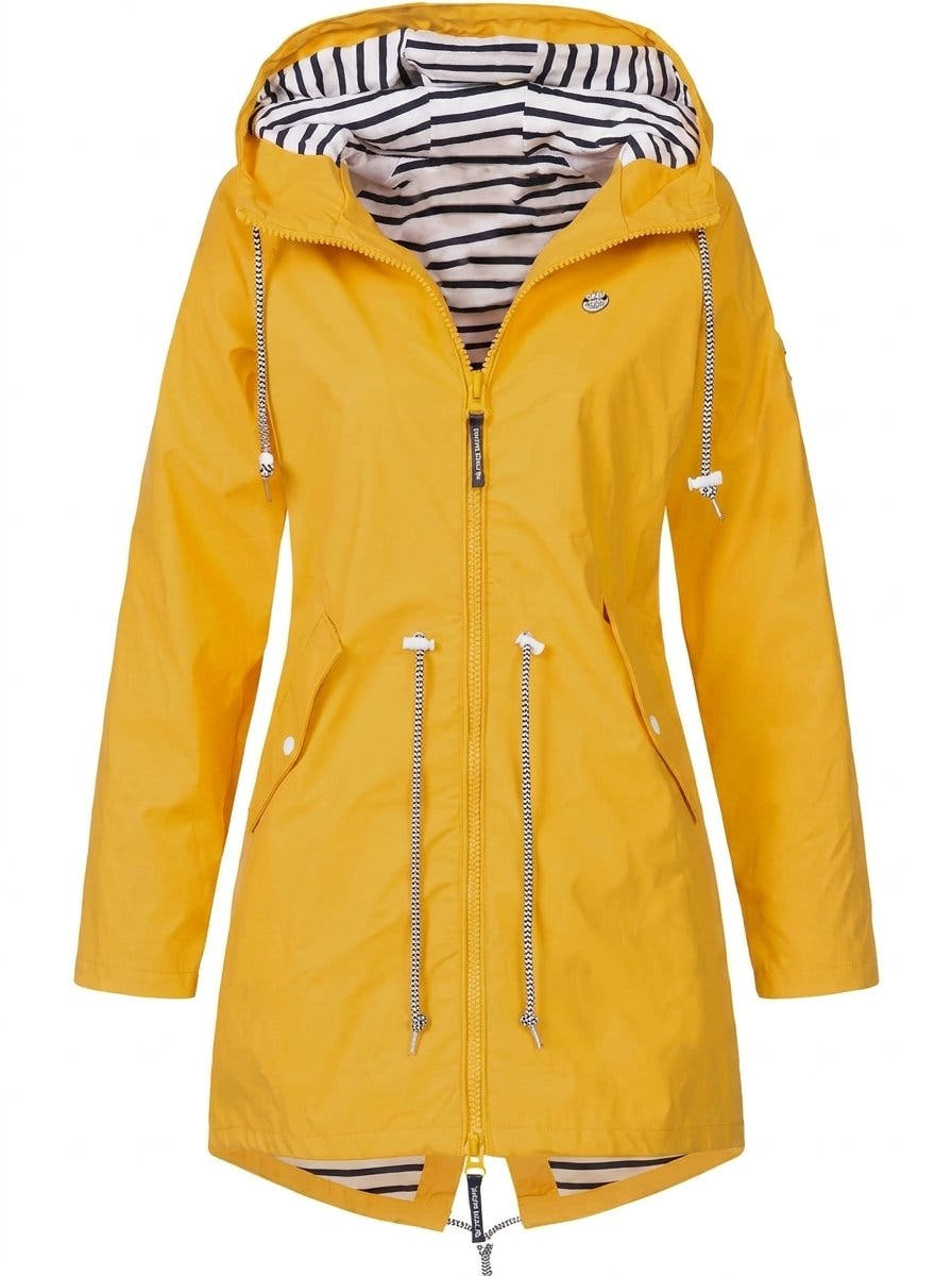 Victoria Women's Hooded Drawstring Waterproof Rain Coat - Nora & Rose Maine, view 5