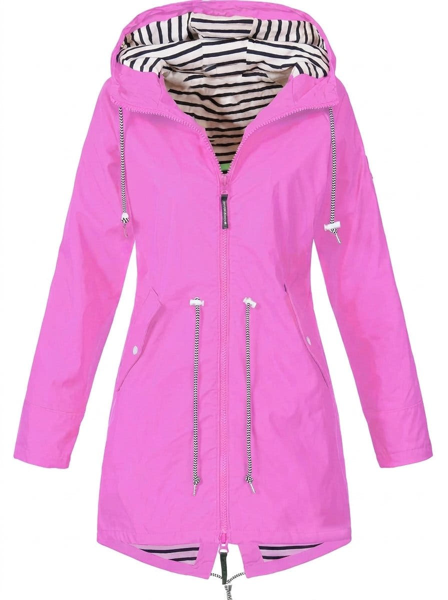 Victoria Women's Hooded Drawstring Waterproof Rain Coat - Nora & Rose Maine, view 6