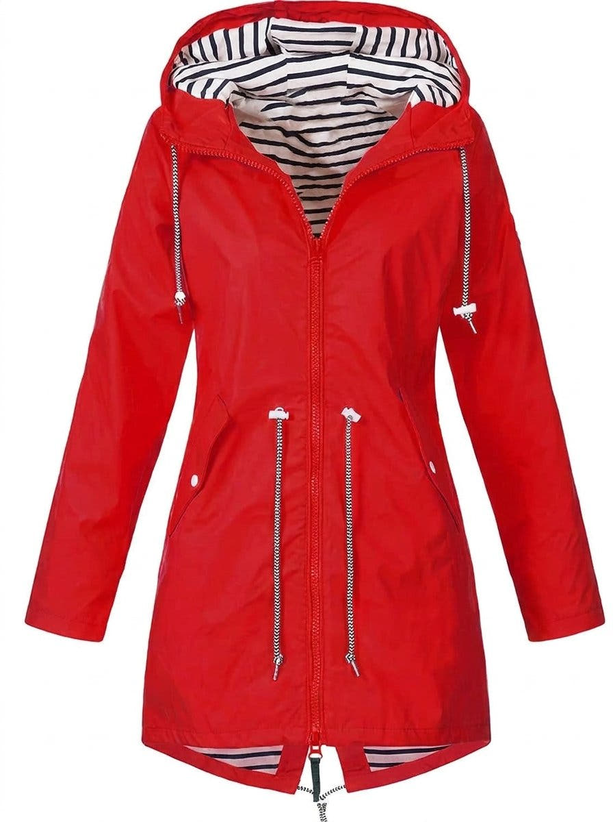 Victoria Women's Hooded Drawstring Waterproof Rain Coat - Nora & Rose Maine, view 7