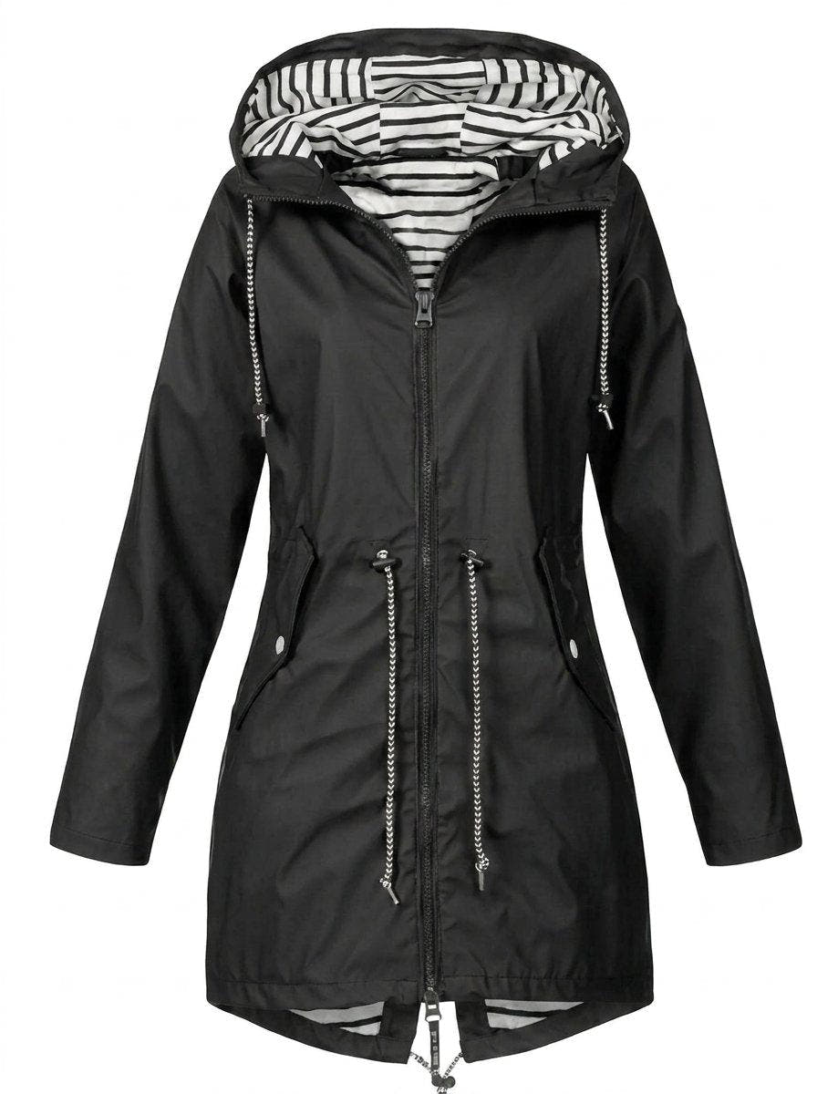 Victoria Women's Hooded Drawstring Waterproof Rain Coat - Nora & Rose Maine, view 8