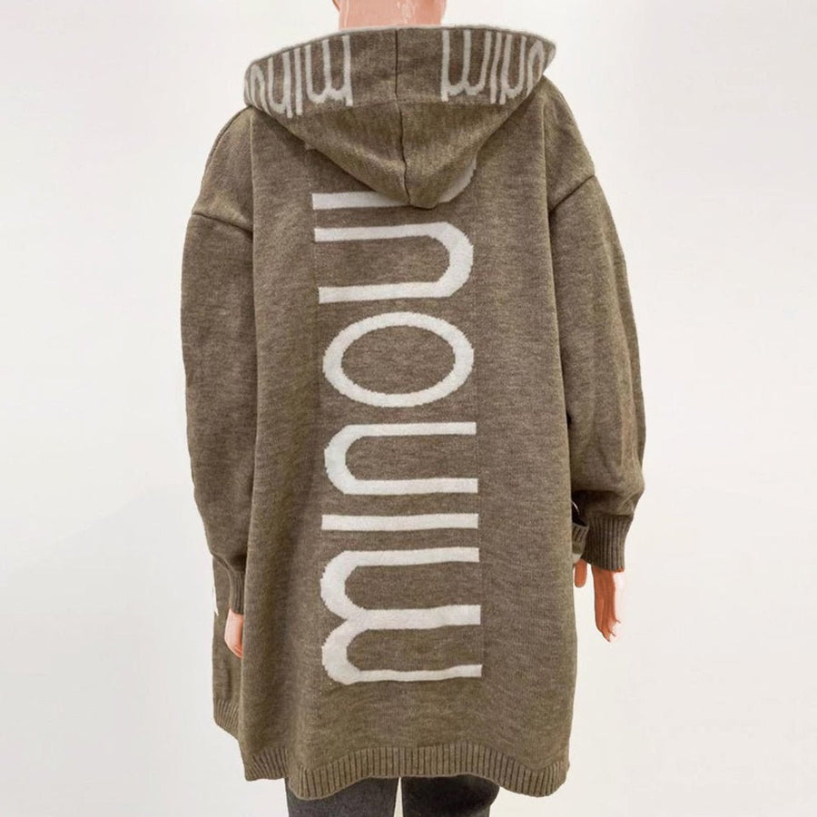 Eleanor Women's Hooded Open-Front Knit Cardigan Sweater Jacket - Nora & Rose Maine, view 2