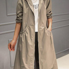 Layla Women's Hooded Waterproof Long Trench Coat Zip-Up - Nora & Rose Maine