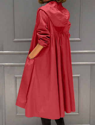 Layla Women's Hooded Waterproof Long Trench Coat Zip-Up - Nora & Rose Maine, view 3