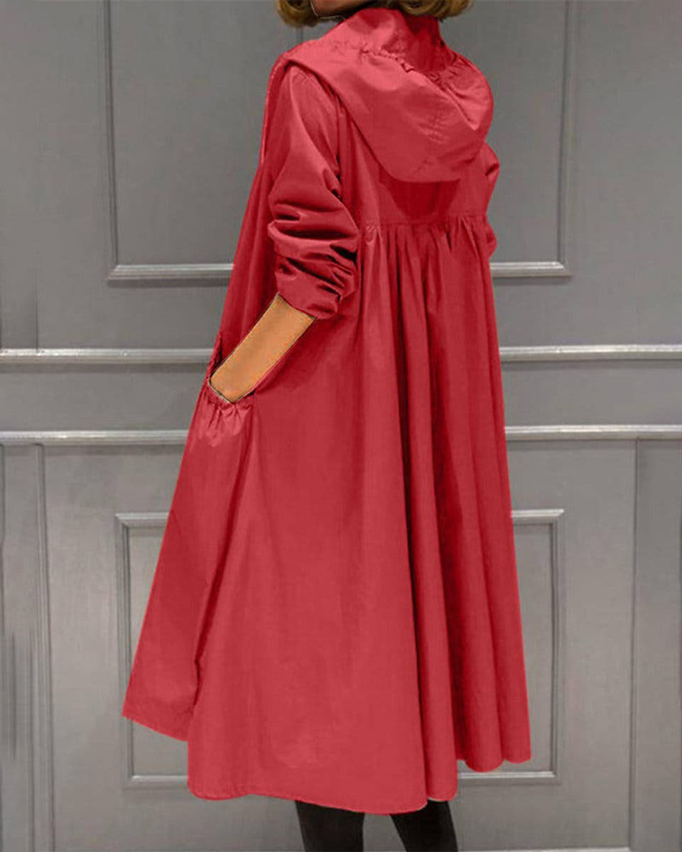 Layla Women's Hooded Waterproof Long Trench Coat Zip-Up - Nora & Rose Maine, view 3