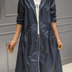 Layla Women's Hooded Waterproof Long Trench Coat Zip-Up - Nora & Rose Maine, view 5