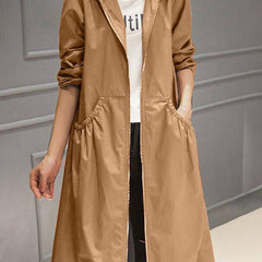 Layla Women's Hooded Waterproof Long Trench Coat Zip-Up - Nora & Rose Maine, view 6