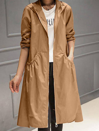 Layla Women's Hooded Waterproof Long Trench Coat Zip-Up - Nora & Rose Maine, view 6