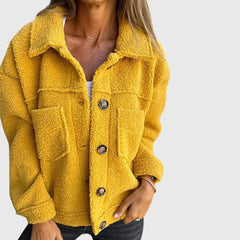 Madison Women's Jacket Cozy Button-Front Sherpa Fleece Coat - Nora & Rose Maine, view 2