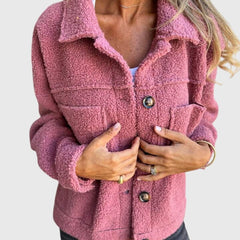 Madison Women's Jacket Cozy Button-Front Sherpa Fleece Coat - Nora & Rose Maine, view 3