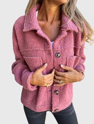 Madison Women's Jacket Cozy Button-Front Sherpa Fleece Coat - Nora & Rose Maine, view 3
