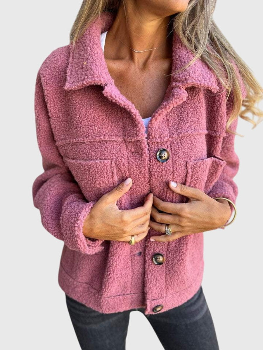 Madison Women's Jacket Cozy Button-Front Sherpa Fleece Coat - Nora & Rose Maine, view 3