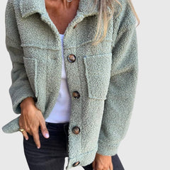 Madison Women's Jacket Cozy Button-Front Sherpa Fleece Coat - Nora & Rose Maine, view 4