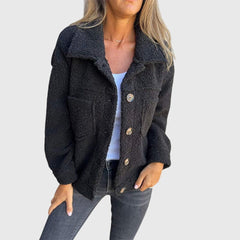 Madison Women's Jacket Cozy Button-Front Sherpa Fleece Coat - Nora & Rose Maine, view 5