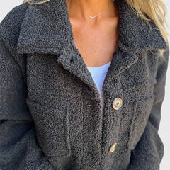 Madison Women's Jacket Cozy Button-Front Sherpa Fleece Coat - Nora & Rose Maine, view 7