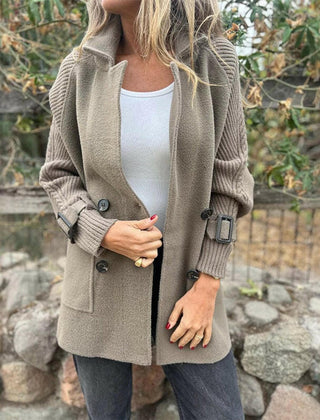 Olivia Women's Jacket Double-Breasted Cable-Knit Sleeve Coat - Nora & Rose Maine, view 2