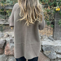 Olivia Women's Jacket Double-Breasted Cable-Knit Sleeve Coat - Nora & Rose Maine, view 4