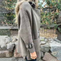 Olivia Women's Jacket Double-Breasted Cable-Knit Sleeve Coat - Nora & Rose Maine, view 5