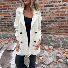 Olivia Women's Jacket Double-Breasted Cable-Knit Sleeve Coat - Nora & Rose Maine, view 7
