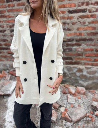 Olivia Women's Jacket Double-Breasted Cable-Knit Sleeve Coat - Nora & Rose Maine, view 7