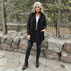 Olivia Women's Jacket Double-Breasted Cable-Knit Sleeve Coat - Nora & Rose Maine, view 8