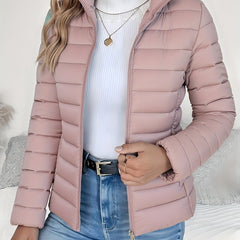 Eleanor Women's Lightweight Quilted Puffer Coat Stand Collar Zip-Up Jacket - Nora & Rose Maine, view 2