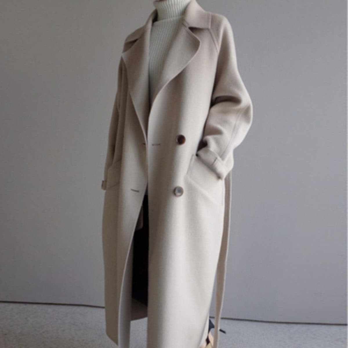 Layla Women's Long Double-Breasted Soft-Knit Coat - Nora & Rose Maine