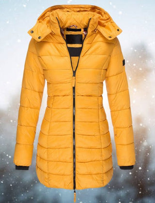 Amelia Women's Long Hooded Puffer Quilted Jacket Zip-Up Winter Coat - Nora & Rose Maine, view 2