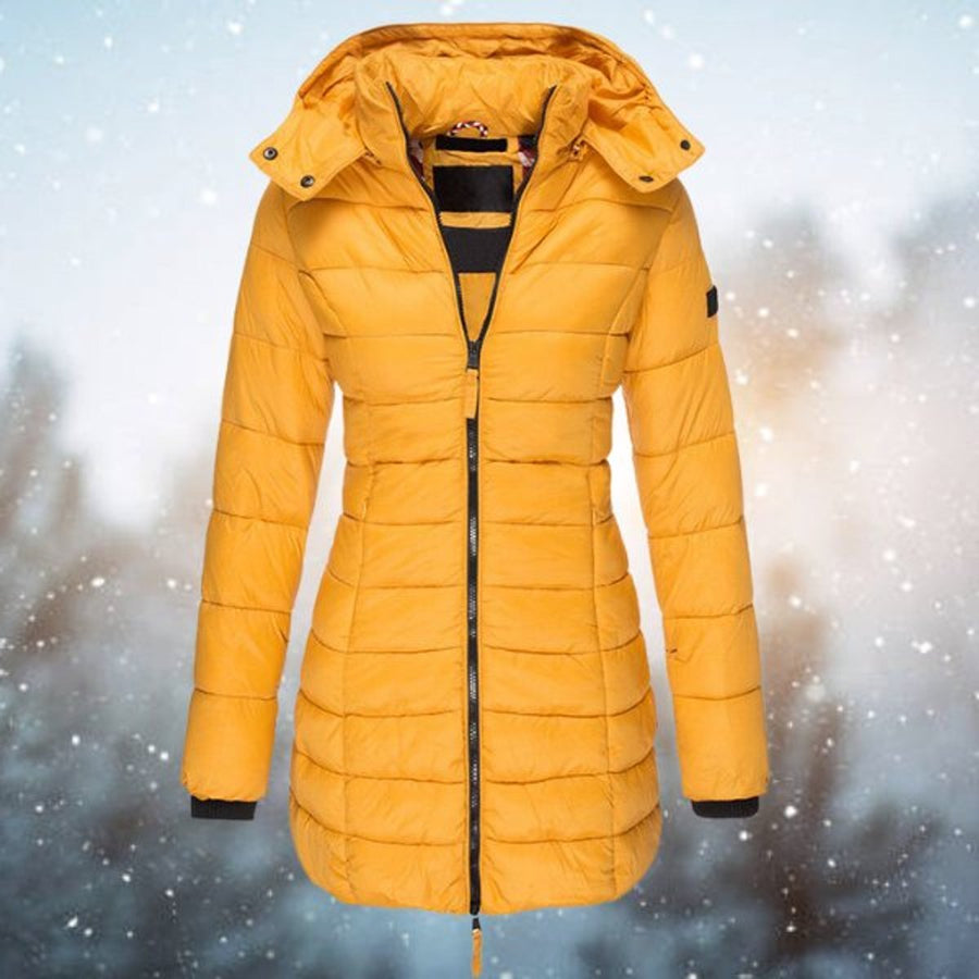 Amelia Women's Long Hooded Puffer Quilted Jacket Zip-Up Winter Coat - Nora & Rose Maine, view 2