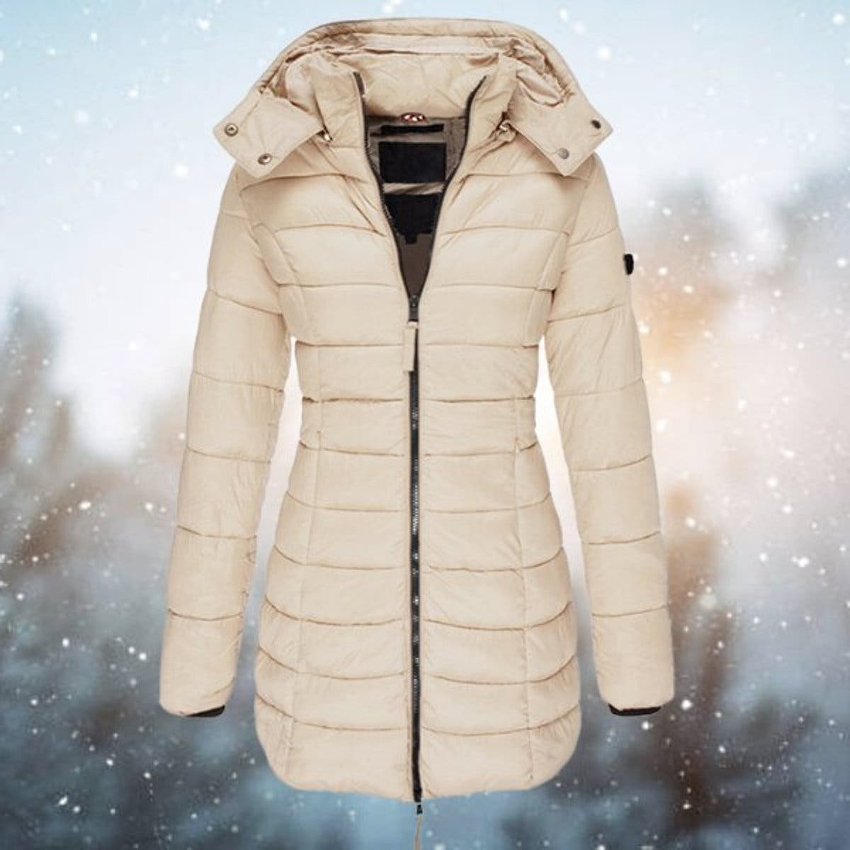 Amelia Women's Long Hooded Puffer Quilted Jacket Zip-Up Winter Coat - Nora & Rose Maine, view 4