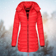 Amelia Women's Long Hooded Puffer Quilted Jacket Zip-Up Winter Coat - Nora & Rose Maine, view 5