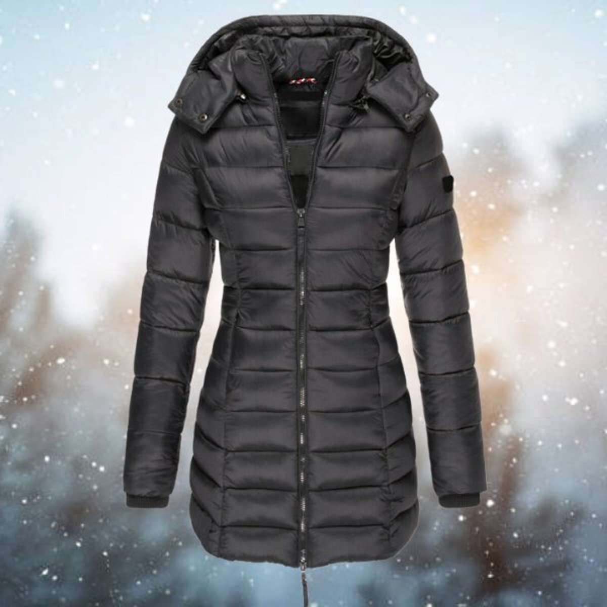 Amelia Women's Long Hooded Puffer Quilted Jacket Zip-Up Winter Coat - Nora & Rose Maine, view 6