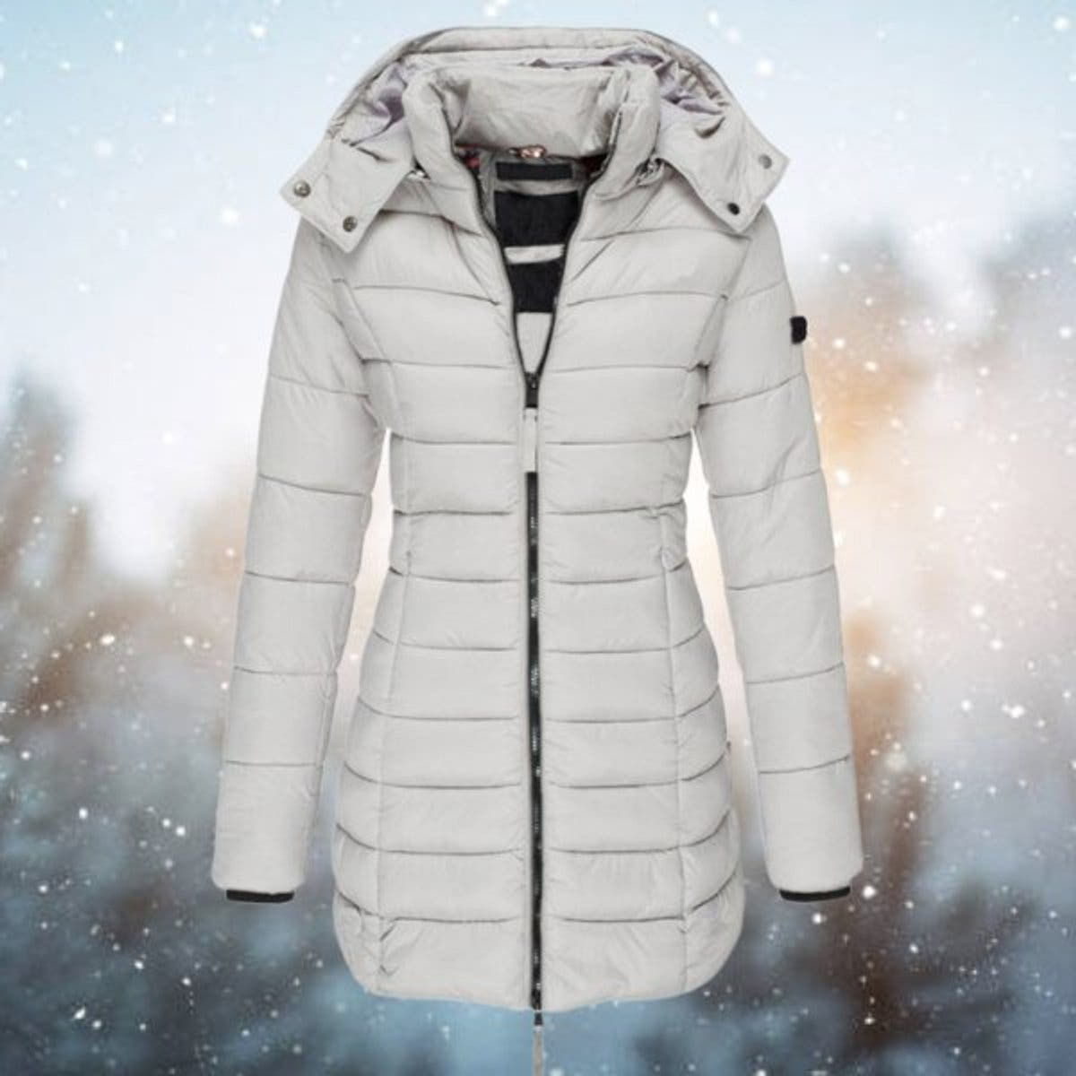 Amelia Women's Long Hooded Puffer Quilted Jacket Zip-Up Winter Coat - Nora & Rose Maine, view 7