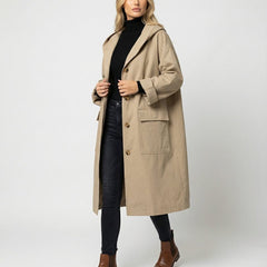Olivia Women's Long Waterproof Hooded Trench Coat - Nora & Rose Maine