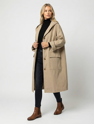 Olivia Women's Long Waterproof Hooded Trench Coat - Nora & Rose Maine