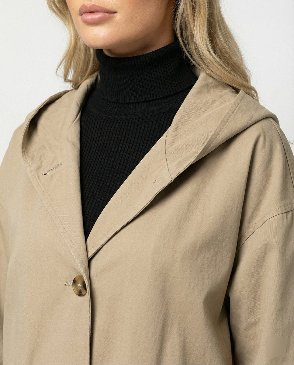 Olivia Women's Long Waterproof Hooded Trench Coat - Nora & Rose Maine, view 2