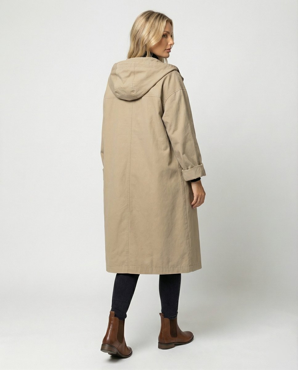 Olivia Women's Long Waterproof Hooded Trench Coat - Nora & Rose Maine, view 3