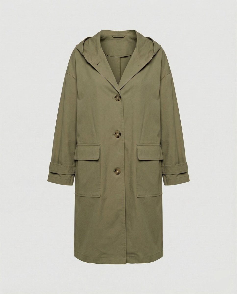 Olivia Women's Long Waterproof Hooded Trench Coat - Nora & Rose Maine, view 5