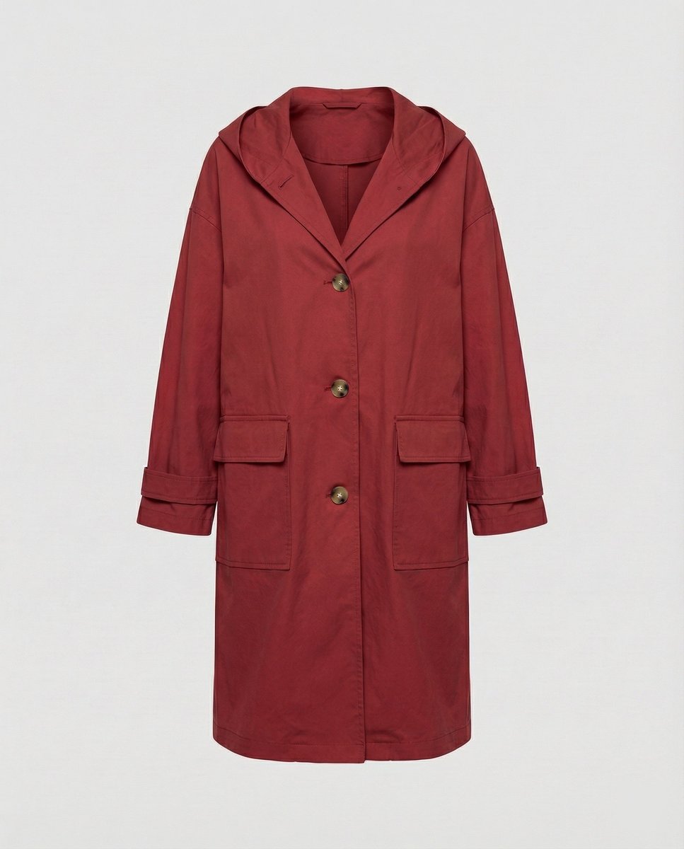 Olivia Women's Long Waterproof Hooded Trench Coat - Nora & Rose Maine, view 6