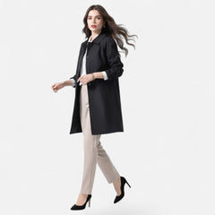 Mia Women's Mid-Length Soft-Knit Double-Breasted Trench Coat - Nora & Rose Maine, view 2
