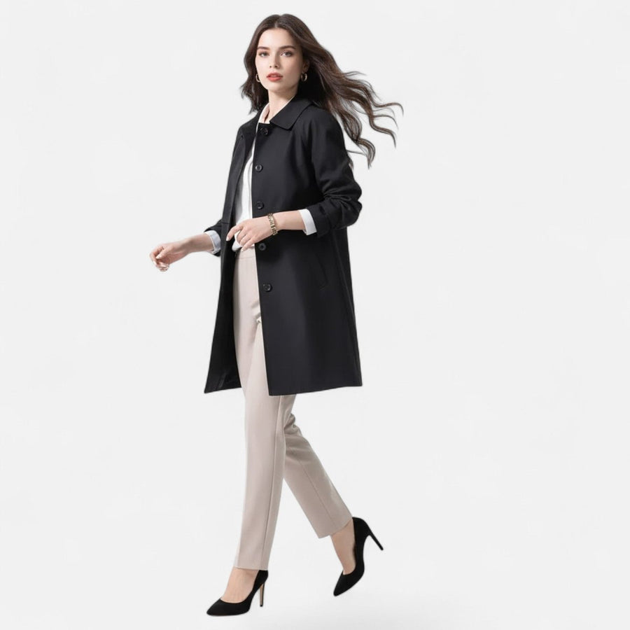 Mia Women's Mid-Length Soft-Knit Double-Breasted Trench Coat - Nora & Rose Maine, view 2