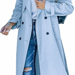 Layla Women's Oversized Double-Breasted Belted Longline Trench Coat - Nora & Rose Maine, view 10