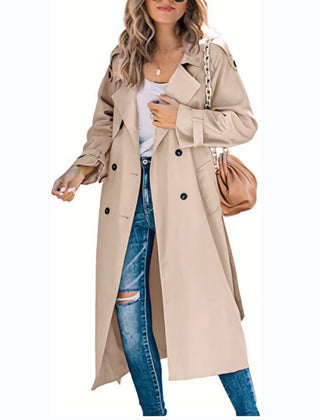 Layla Women's Oversized Double-Breasted Belted Longline Trench Coat - Nora & Rose Maine, view 11