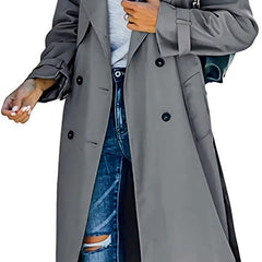 Layla Women's Oversized Double-Breasted Belted Longline Trench Coat - Nora & Rose Maine, view 12